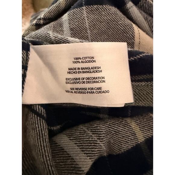 GAP Plaid Flannel Button-Down Shirt Size Large Blue Green Check - Picture 5 of 6